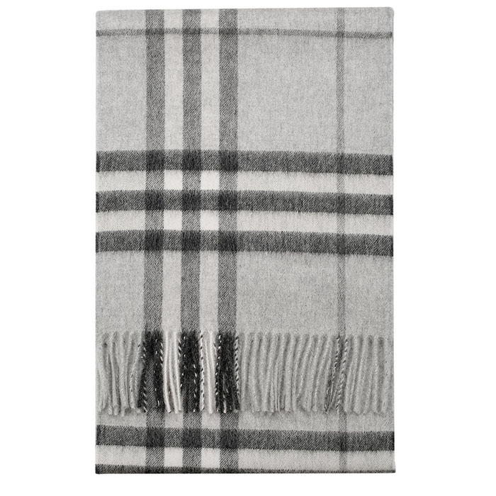Image 4 of BURBERRY MUFFLER GIANT CHECK CASHMERE SCARF 3915472 PALE GREY MEL CHK R