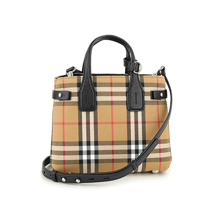 Image 3 of バーバリーバッグ 4079964 00100 BLACK / BROWN VINTAGE CHECK AND LEATHER