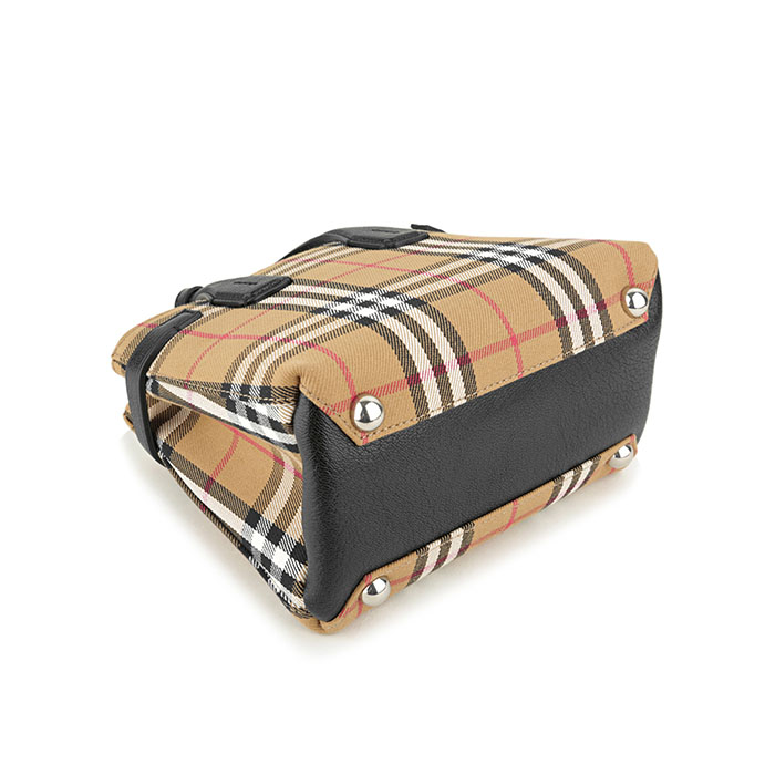 Image 4 of バーバリーバッグ 4079964 00100 BLACK / BROWN VINTAGE CHECK AND LEATHER