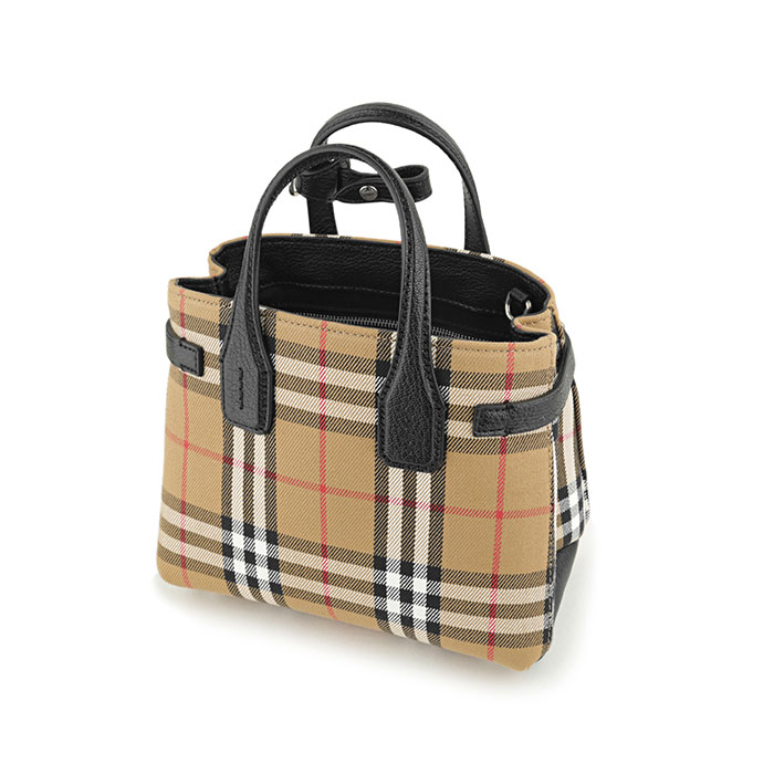 Image 5 of バーバリーバッグ 4079964 00100 BLACK / BROWN VINTAGE CHECK AND LEATHER