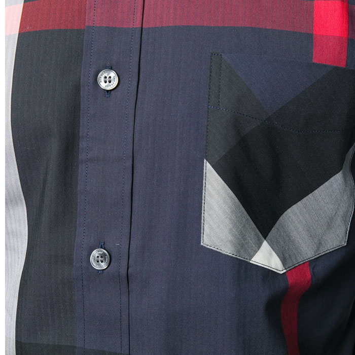 Image 5 of バーバリー シャツメンズ 4045842 NAVY Short-sleeve Check Stretch Cotton Blend Shirt