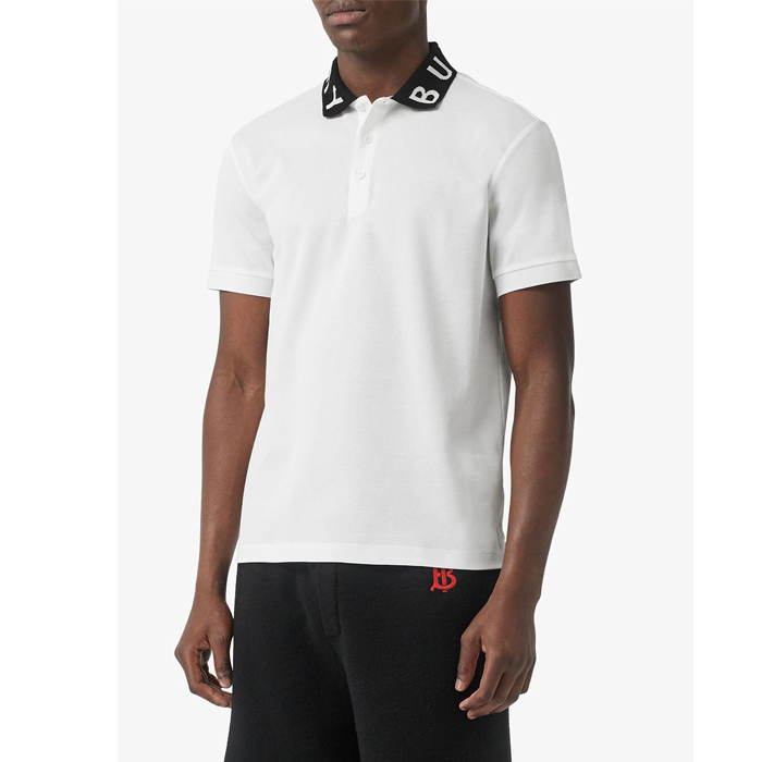 Image 3 of バーバリーメンズポロシャツ 8013502WHIT Logo Intarsia Cotton Piqué Polo Shirt