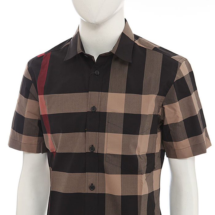 Image 4 of バーバリー メンズ シャツ 8020854 BLIC Short Sleeve Check Stretch Cotton Shirt