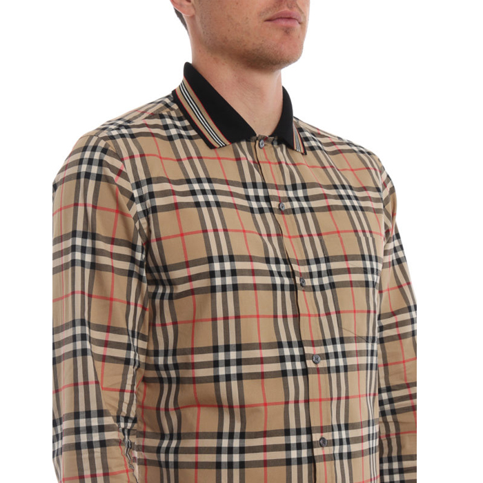 Image 5 of バーバリー メンズ シャツ 8010214ARBC Slim check cotton shirt with knit collar