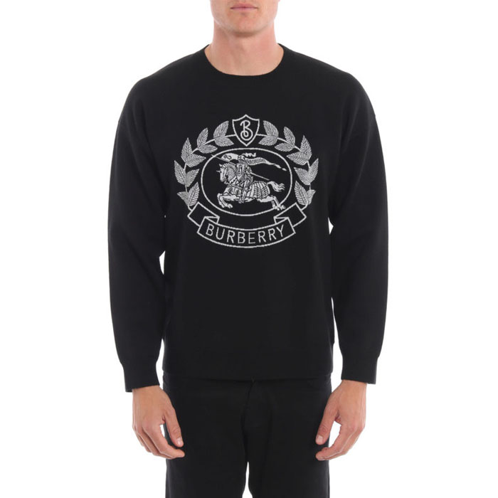 Image 3 of バーバリー メンズ セーター 8008370 Black Bilston logo knitted cotton sweater 19FW