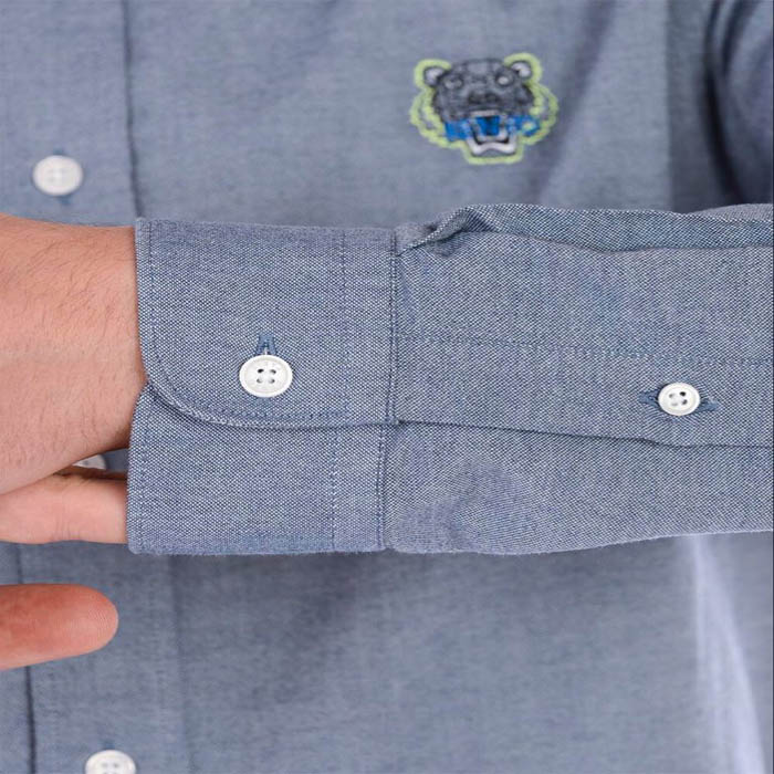 Image 4 of ケンゾー メンズ チェストタイガー刺繡 青 ボタンダウンシャツ 5CH400 1LD 76