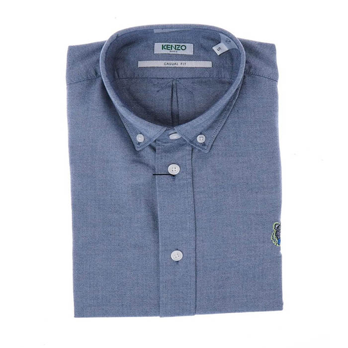Image 3 of ケンゾー メンズ チェストタイガー刺繡 青 ボタンダウンシャツ 5CH400 1LD 76