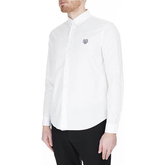 Image 3 of ケンゾー メンズ チェストタイガー刺繡 白 ボタンダウンシャツ 5CH400  1LA 01