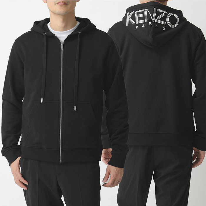Image 3 of ケンゾーメンズ ロゴ プリント ジップアップ パーカー スウェット 黒 5BL722 4MD 99
