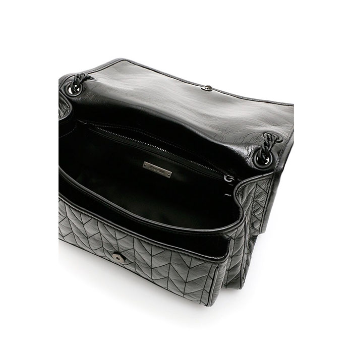 Image 5 of ミュウミュウキルティングモチーフピカピカレザーショルダーバッグ 5BD160 2D6C NERO