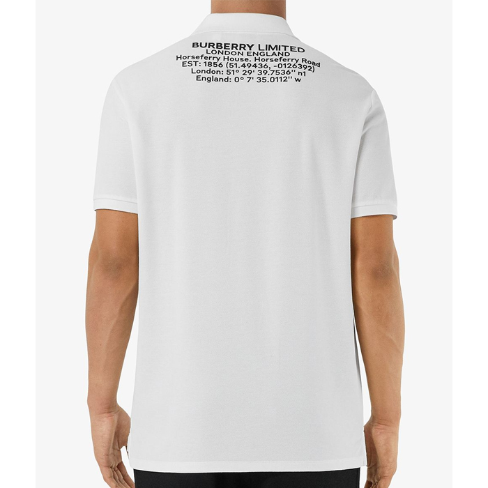 Image 4 of バーバリーメンズ ホワイト ロケーションプリント ポロシャツ 8024360 WHIT