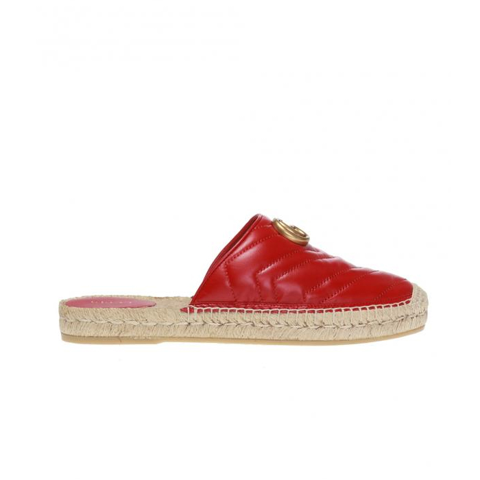 Image 3 of グッチ レディ サンダル 51881 BKO00 6433   Leather Espadrille With Double G