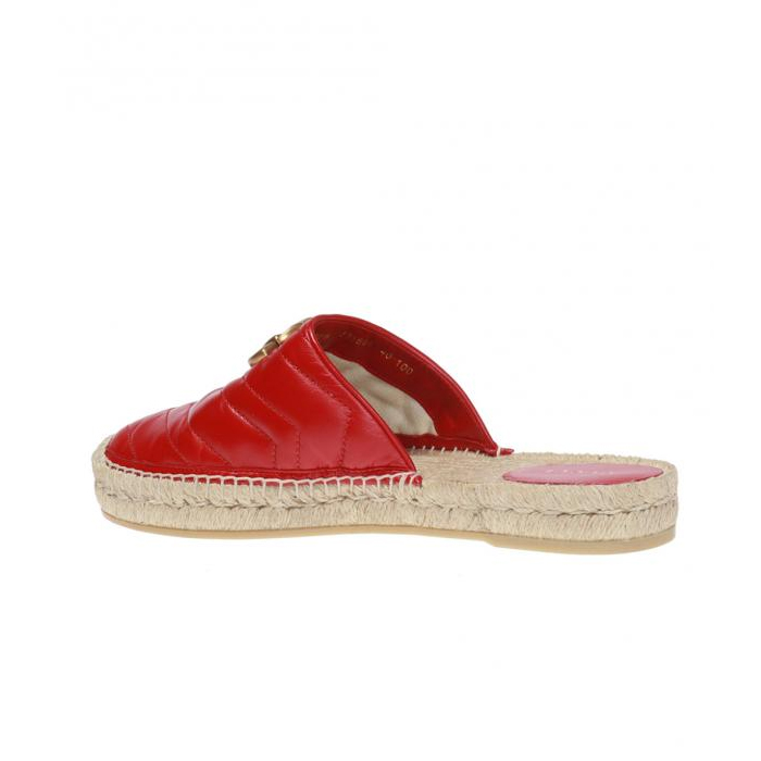 Image 5 of グッチ レディ サンダル 51881 BKO00 6433   Leather Espadrille With Double G