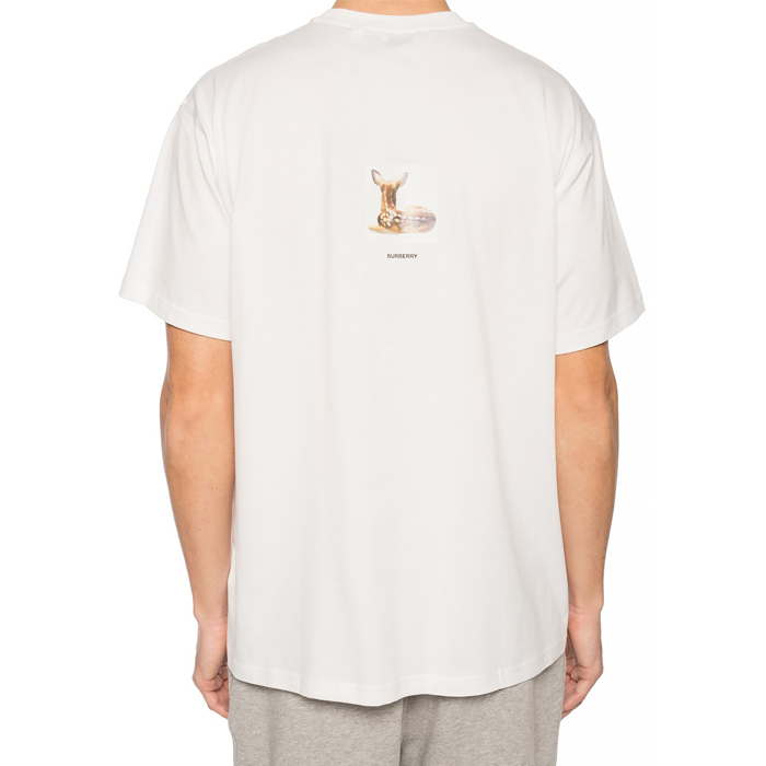 Image 4 of バーバリーメンズ ホワイト シカプリント 特大Tシャツ 8022370 WHIT