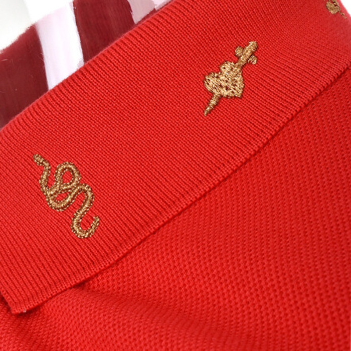 Image 4 of グッチ メンズアニマルロゴエンブロイダリーホワイトショートスリーブポロシャツHK  523058 9U95 6706