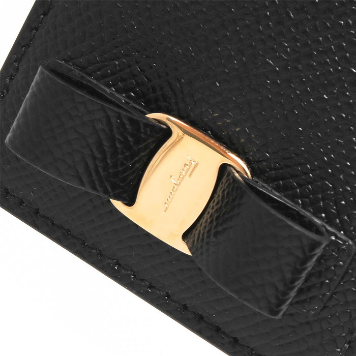 Image 5 of フェラガモウォレット 22-D656 PEBBLE CALF NERO Card Case Neck strap Vara Ribbon