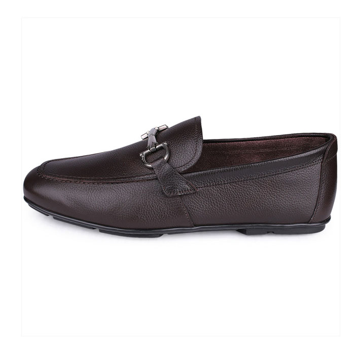 Image 4 of FERRAGAMO MEN SHOES NOWELL 0607874 PEBBLE-CALF HICKORY Leather Loafers