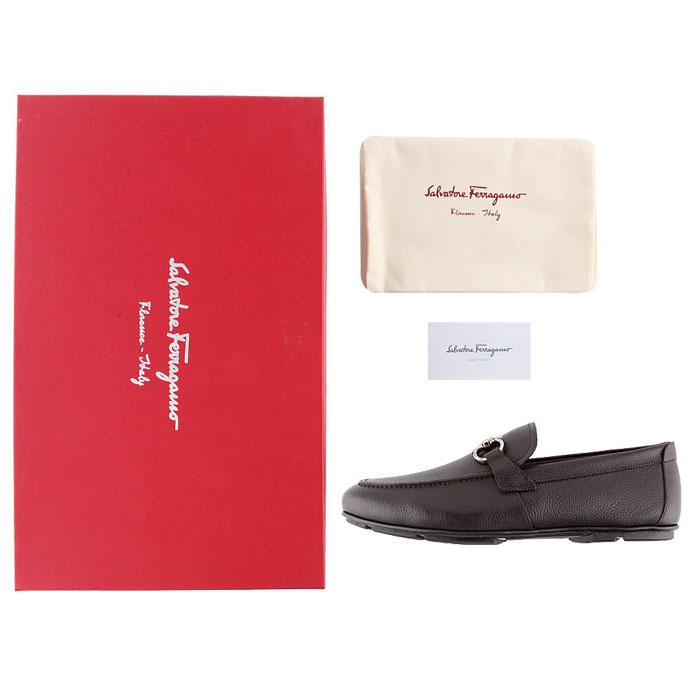 Image 6 of FERRAGAMO MEN SHOES NOWELL 0607874 PEBBLE-CALF HICKORY Leather Loafers
