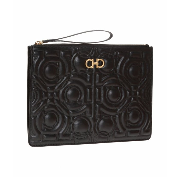 Image 4 of フェラガモバッグ 22-D563 CALF NERO APPLIQUED CLUTCH