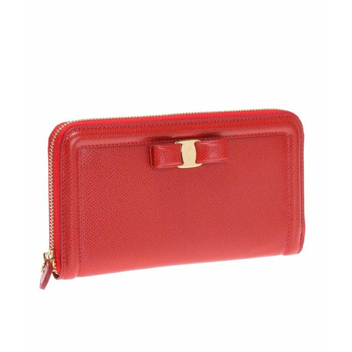 Image 3 of フェラガモウォレット  22-C908 PEBBLE CALF LIPSTICK WALLET WITH BOW