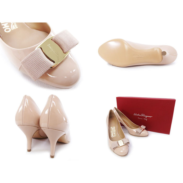 Image 3 of フェラガモレディースパテントレザーハイヒール リボン付き パンプス  0518639 PATENT-CALF NEWBISQUE