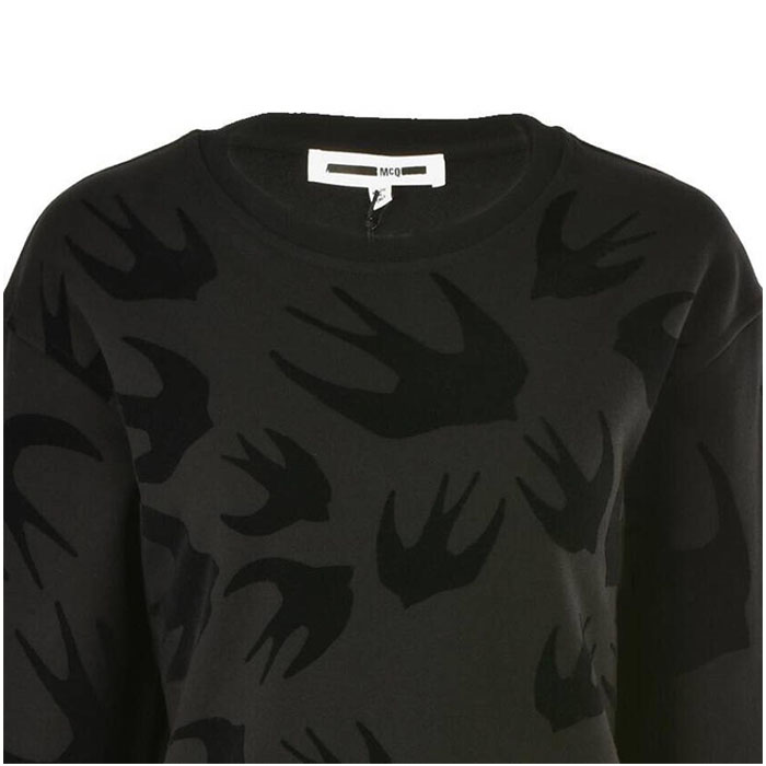 Image 4 of アレキサンダー マックイーンレディースブラックコットンスワローロングスウェットシャツドレス 379194 LT72 1000