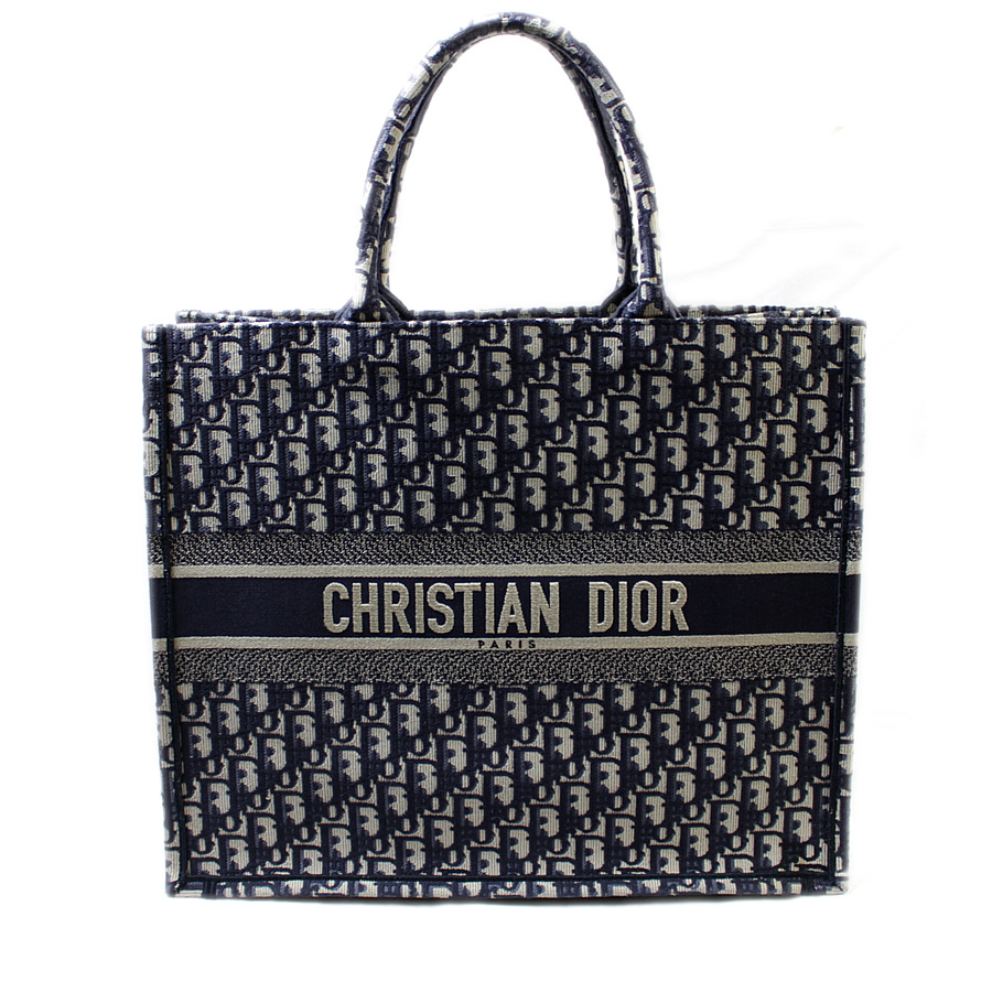Image 3 of クリスチャン ディオール Christian Dior オブリーク ブック トート ラージ バッグ キャンバス ネイビー M1286ZRIW M928