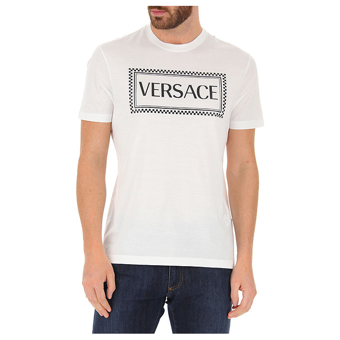 Image 3 of ヴェルサーチメンズニューコットンブランドレタープリントメンズ半袖Tシャツ A81548 A201952 A001