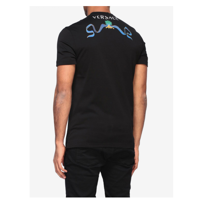 Image 4 of ヴェルサーチアンディディクソンバックロゴカラヴァッジョ半袖Tシャツ A85991 A228806 A1690 ブラック