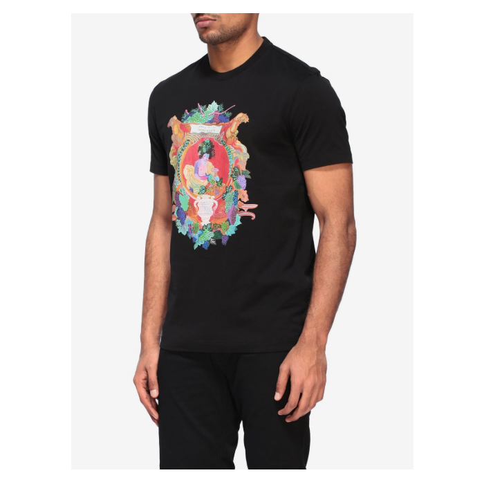 Image 3 of ヴェルサーチアンディディクソンバックロゴカラヴァッジョ半袖Tシャツ A85991 A228806 A1690 ブラック