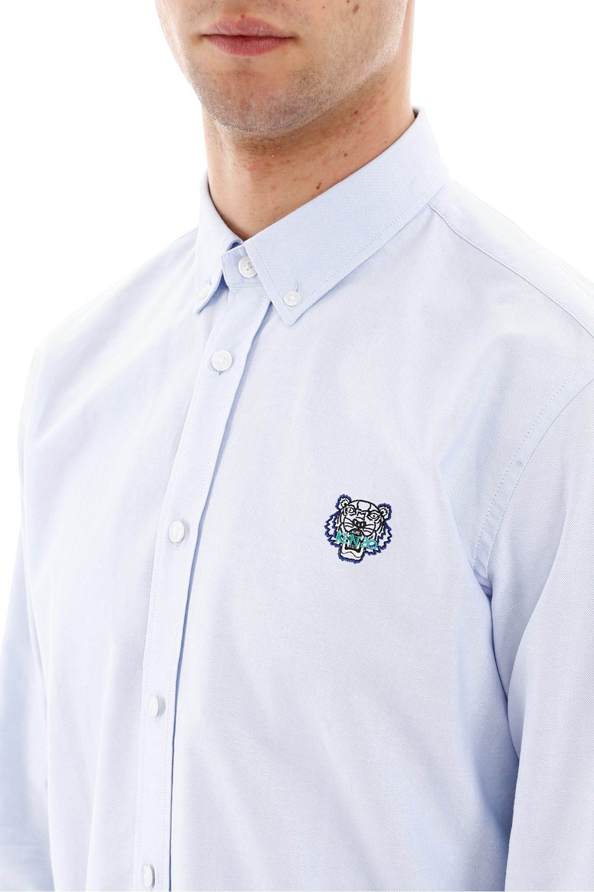 Image 5 of ケンゾー メンズ チェストタイガー刺繡 青 ボタンダウンシャツ 5CH400 1LD 63