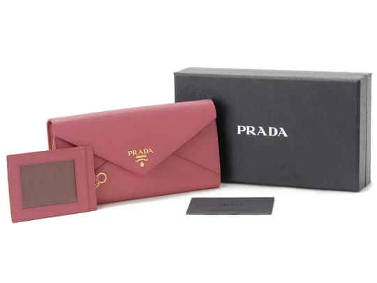 Image 4 of PRADA long wallet 1MH037 2E3K PEONIA Saffiano letter with pass case